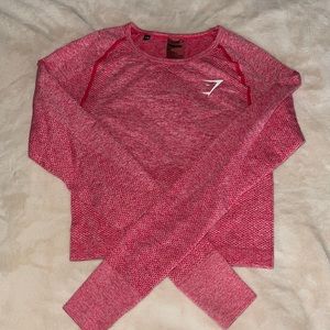 Gymshark long line cropped top, size small, heathered pink.